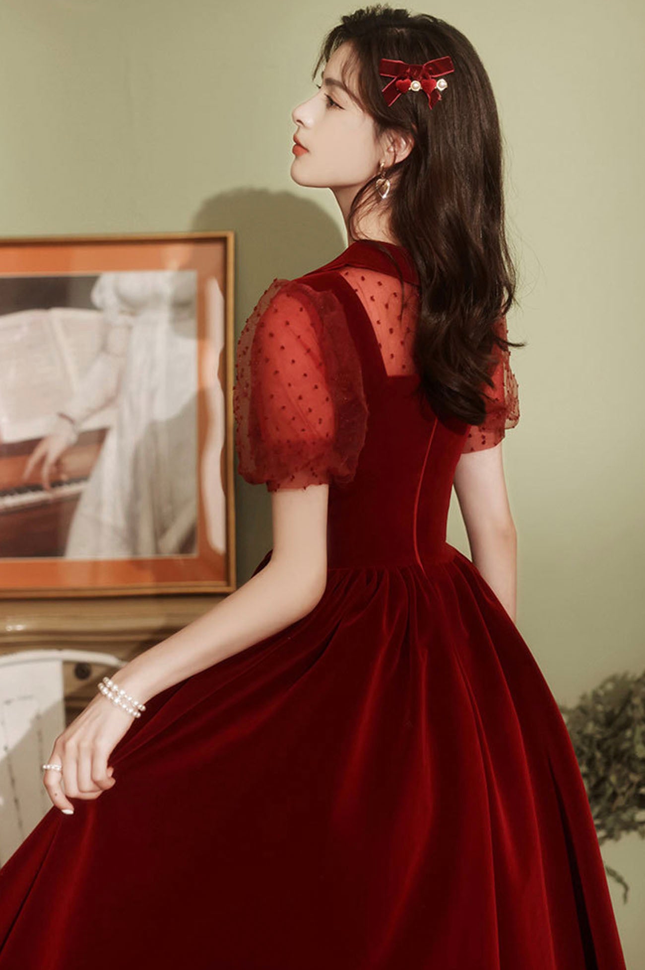 Burgundy Velvet Short Prom Dress, A-Line Homecoming Party Dress Burgundy Velvet Short Prom Dress, A-Line Homecoming Party Dress