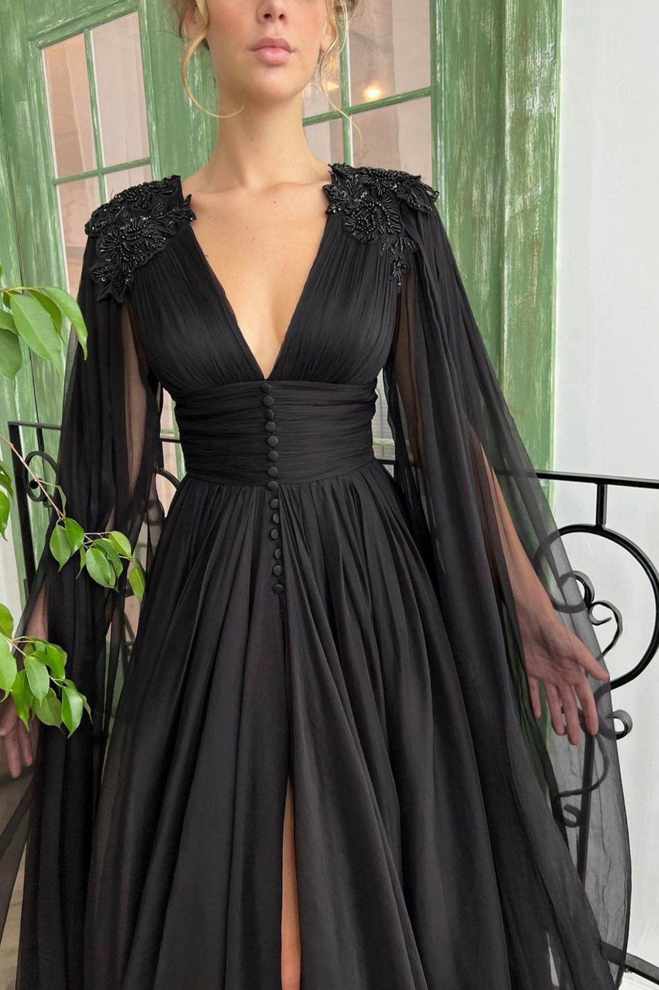 black v neck chiffon dress Azazie Plus Size A-Line/Princess V-Neck Floor-Length Lace Mother of the Bride or Groom Dresses