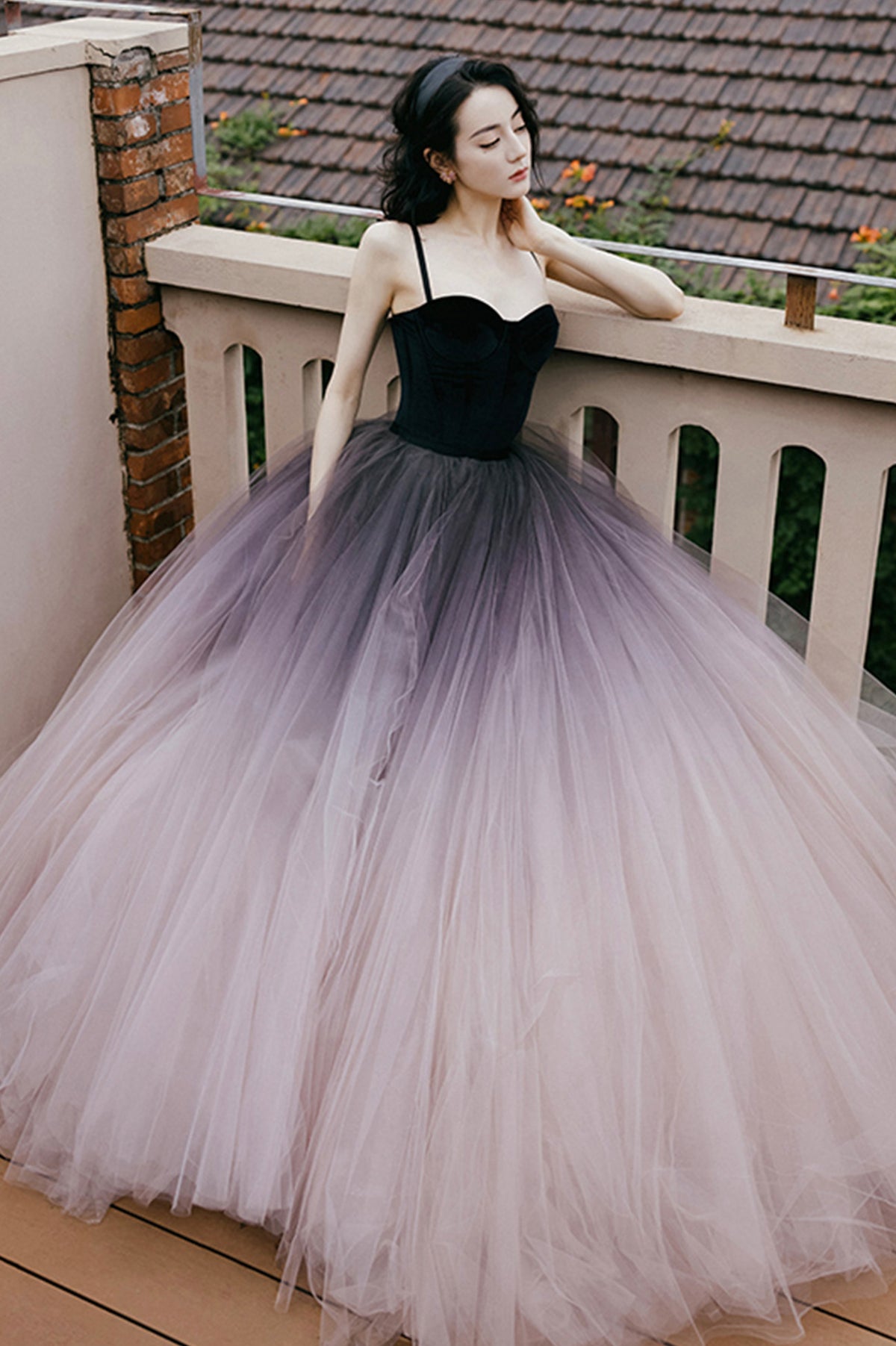 Lovely Gradient Tulle Floor Length Prom Dress, Spaghetti Strap Formal Evening Dress