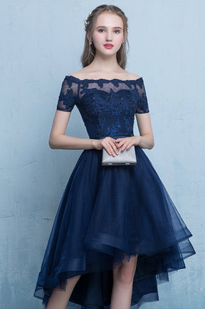 Cute Lace High Low Prom Dress, A-Line Homecoming Party Dress