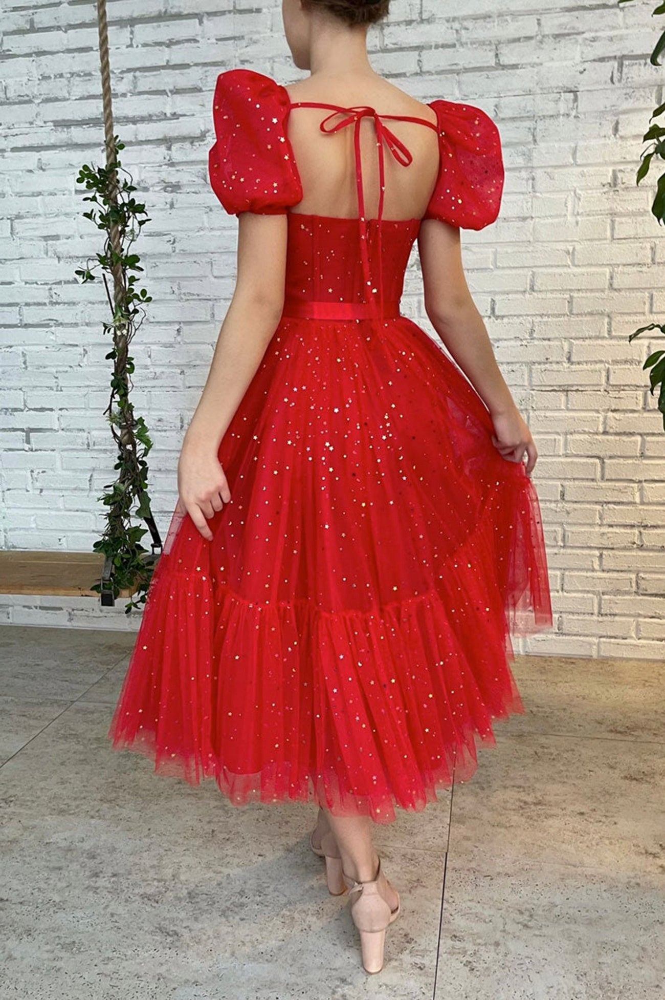Red Tulle Short A-Line Prom Dress, Cute Red Evening Party Dress US 6 / Red