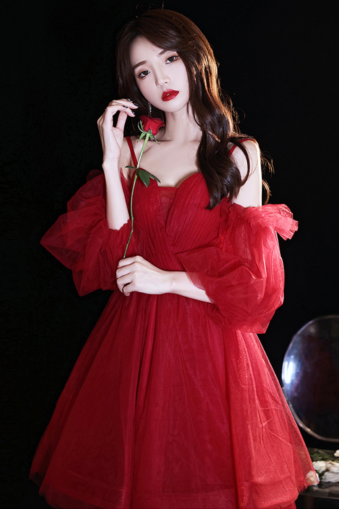 red tulle short dress Lauren Red Tulle Mini Dress UK12 / Red