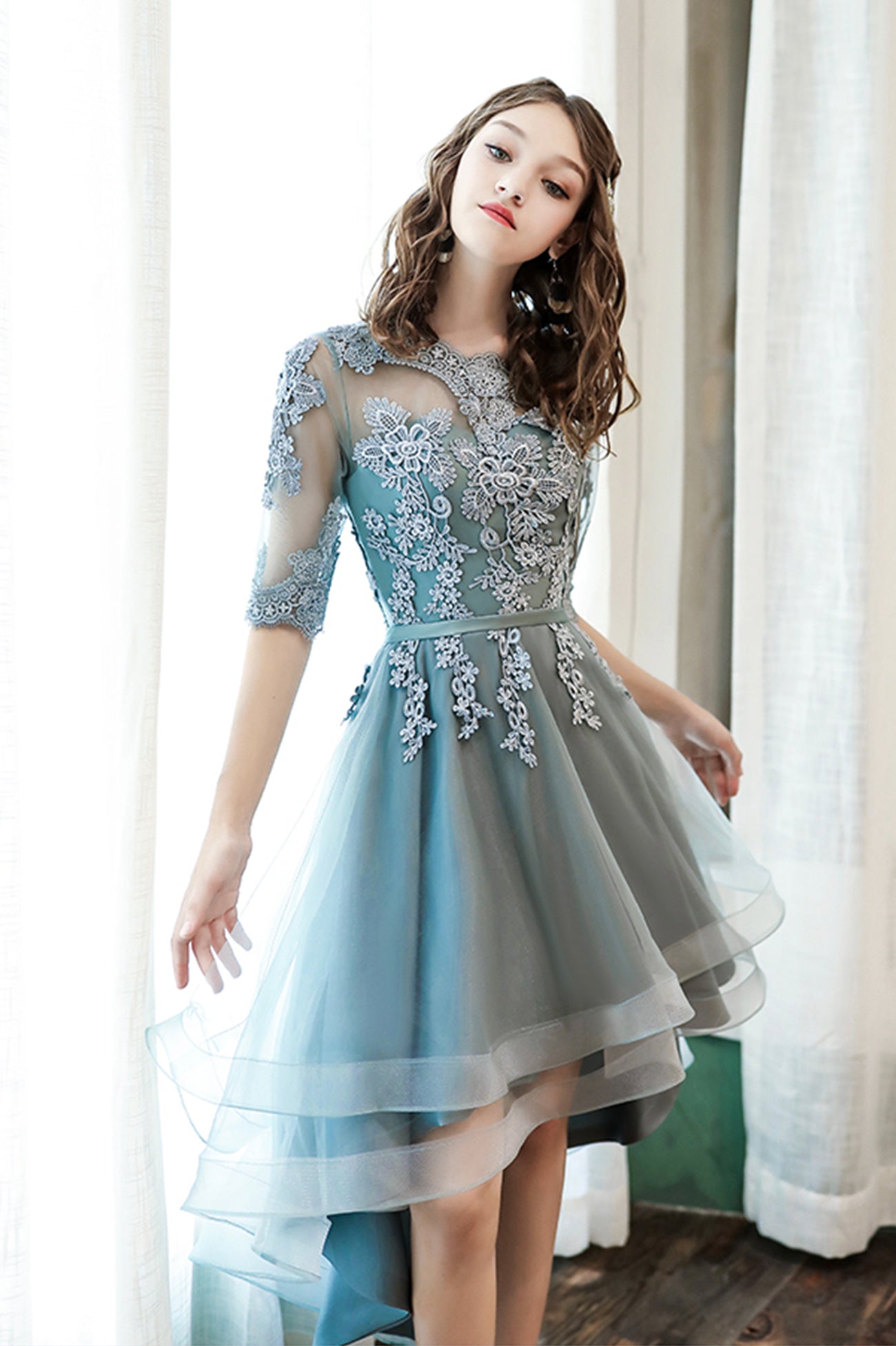 Cute Tulle Lace Short Prom Dress, A-Line Homecoming Party Dress