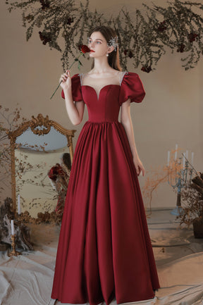 maroon dress graduation Off the Shoulder Tulle A-Line Party Dress, Burgundy Evening Graduation