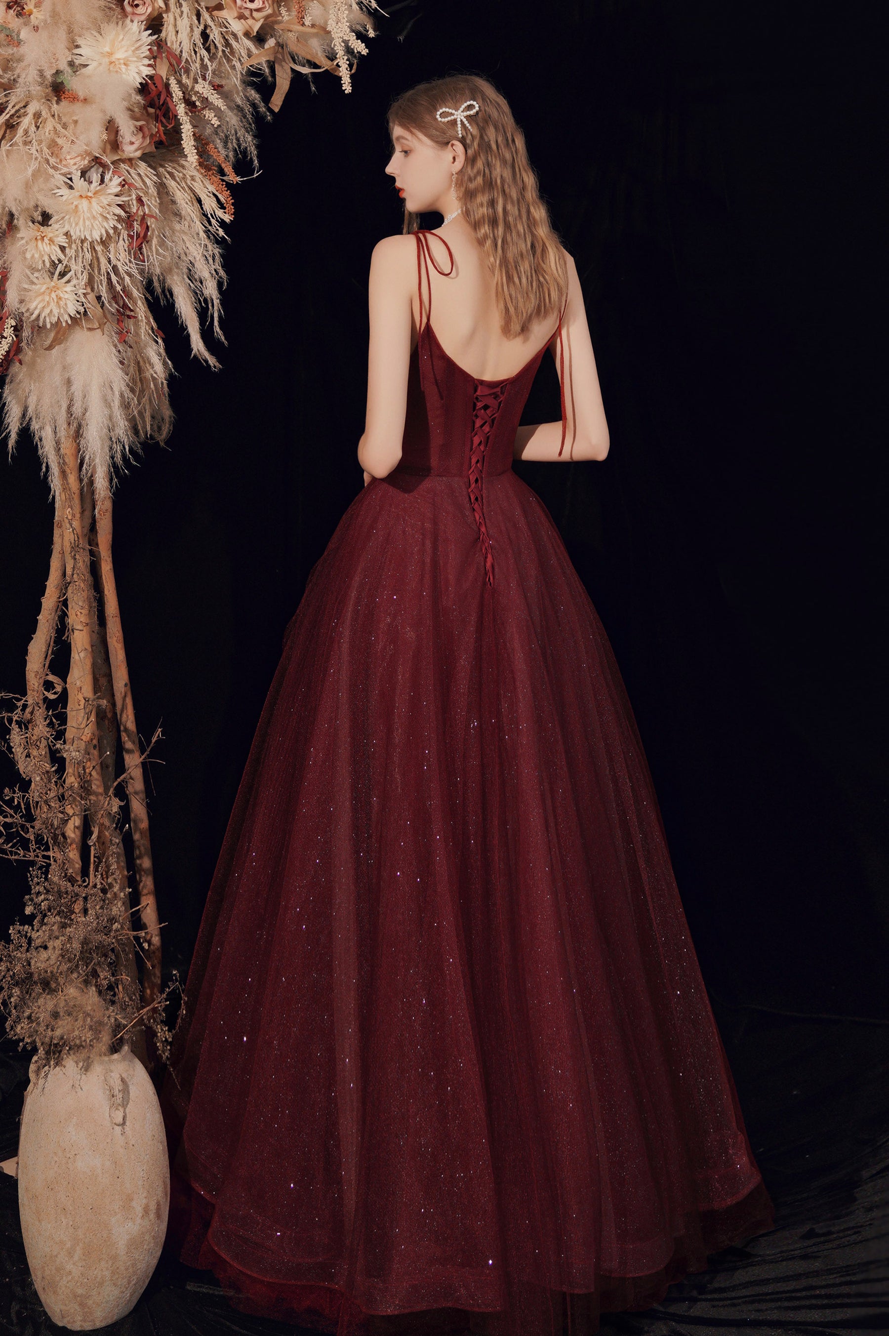 SC Rouge Maroon Ballgown – GlamEdge Dress & Gown