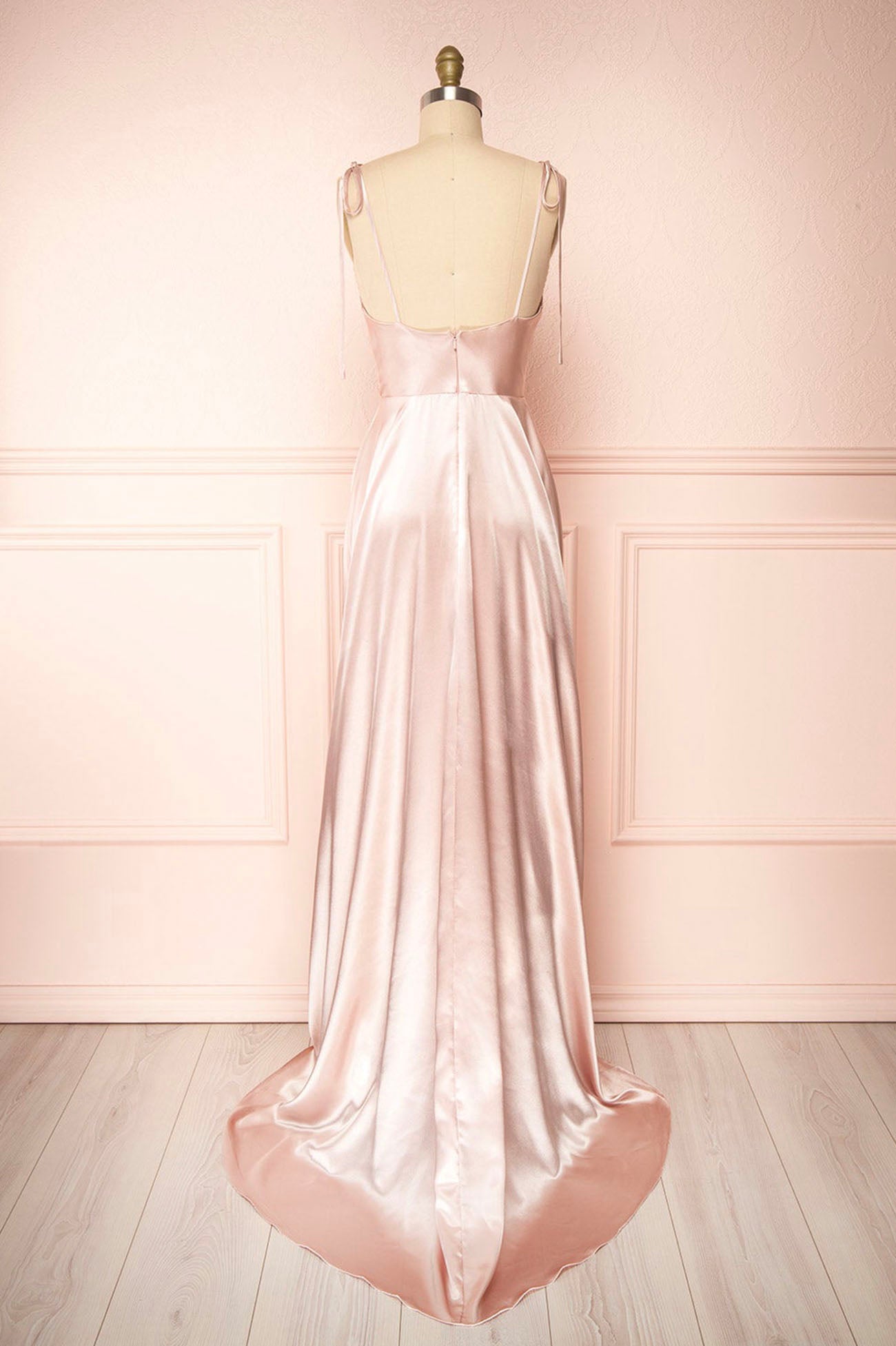 Simple Satin Long A-Line Prom Dress, Spaghetti Straps Evening Dress