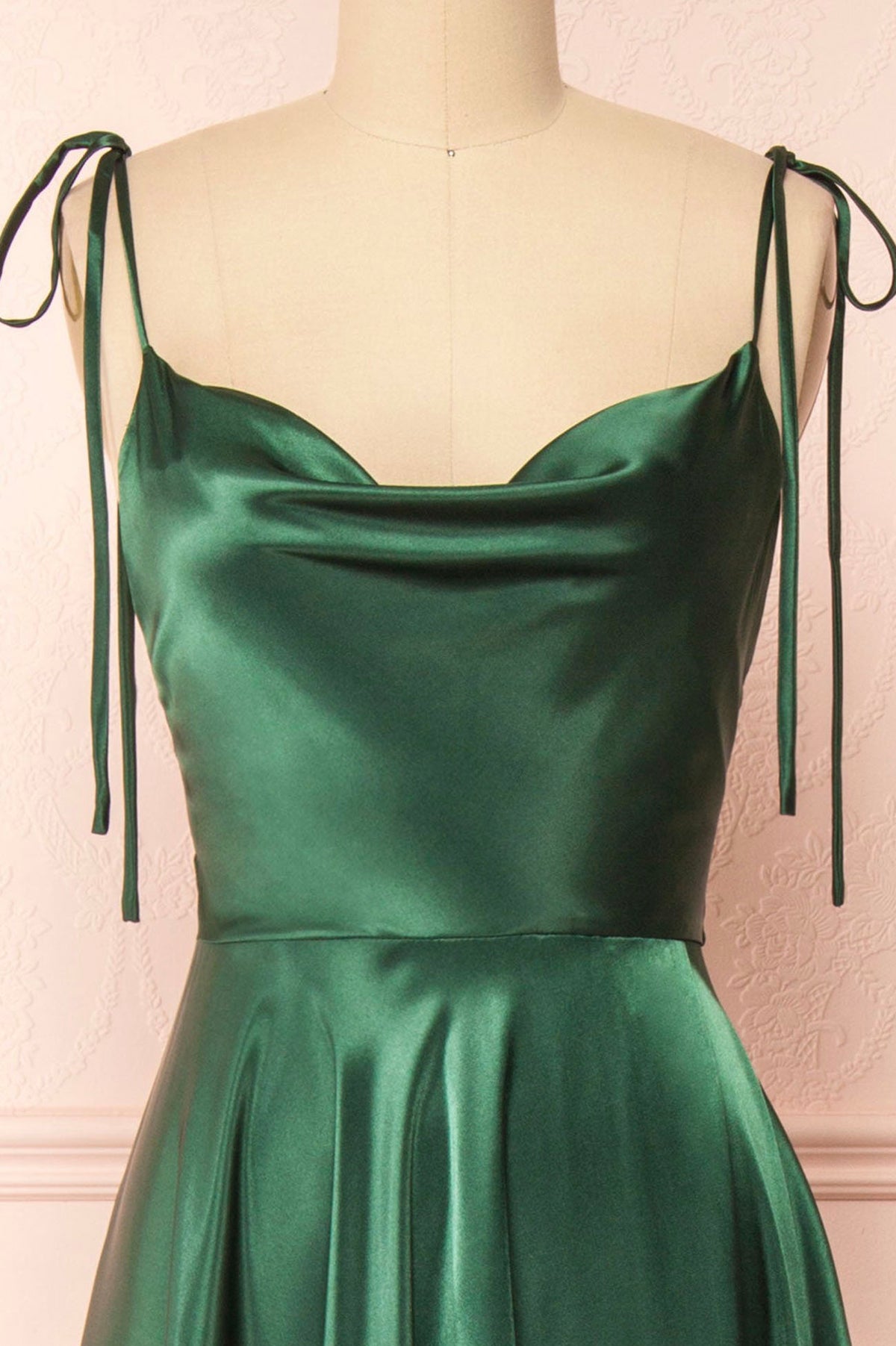 Simple Satin Long A-Line Prom Dress, Spaghetti Straps Evening Dress