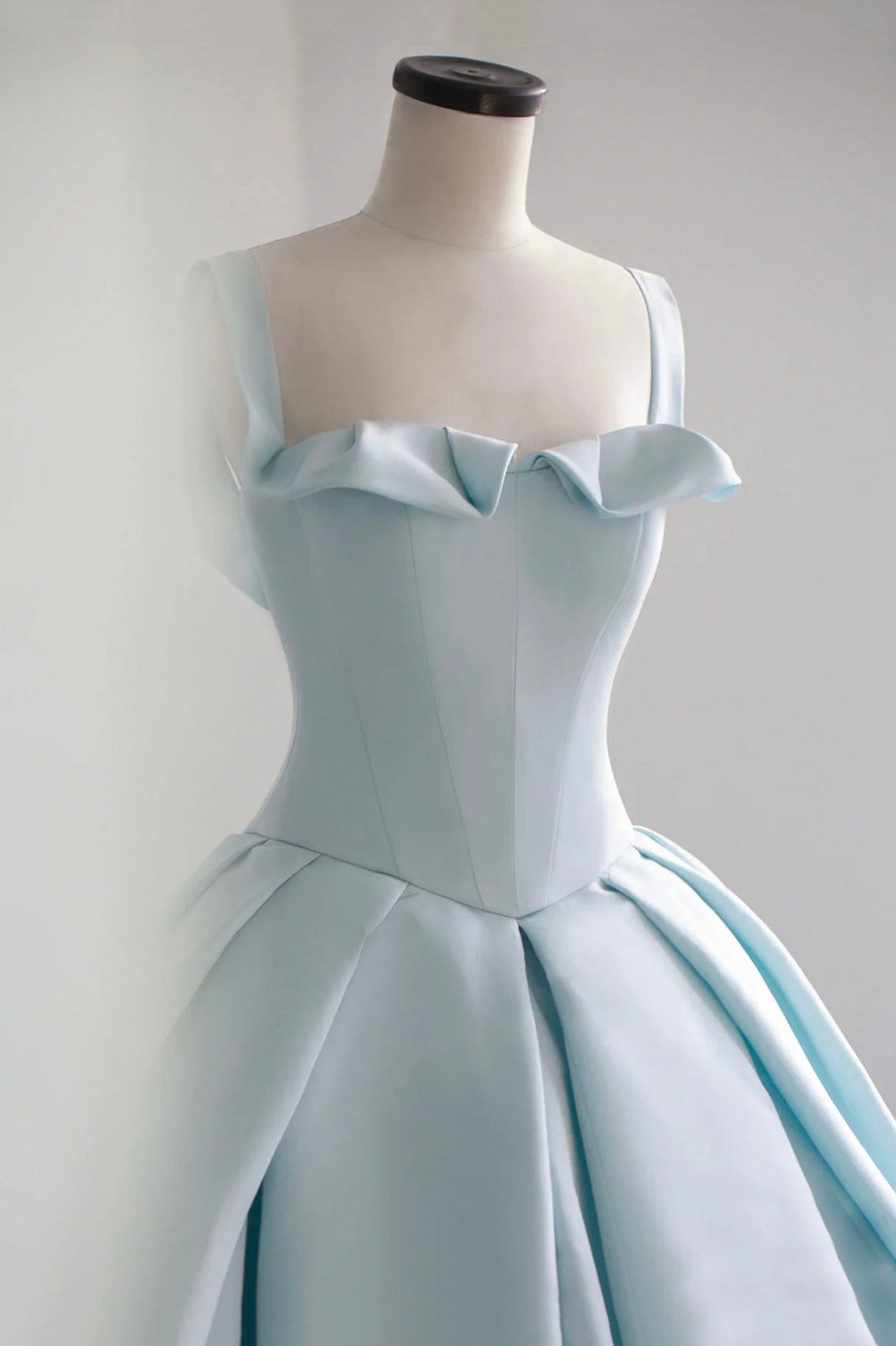 Blue Satin Long A-Line Formal Dress, Beautiful Blue Prom Evening Dress