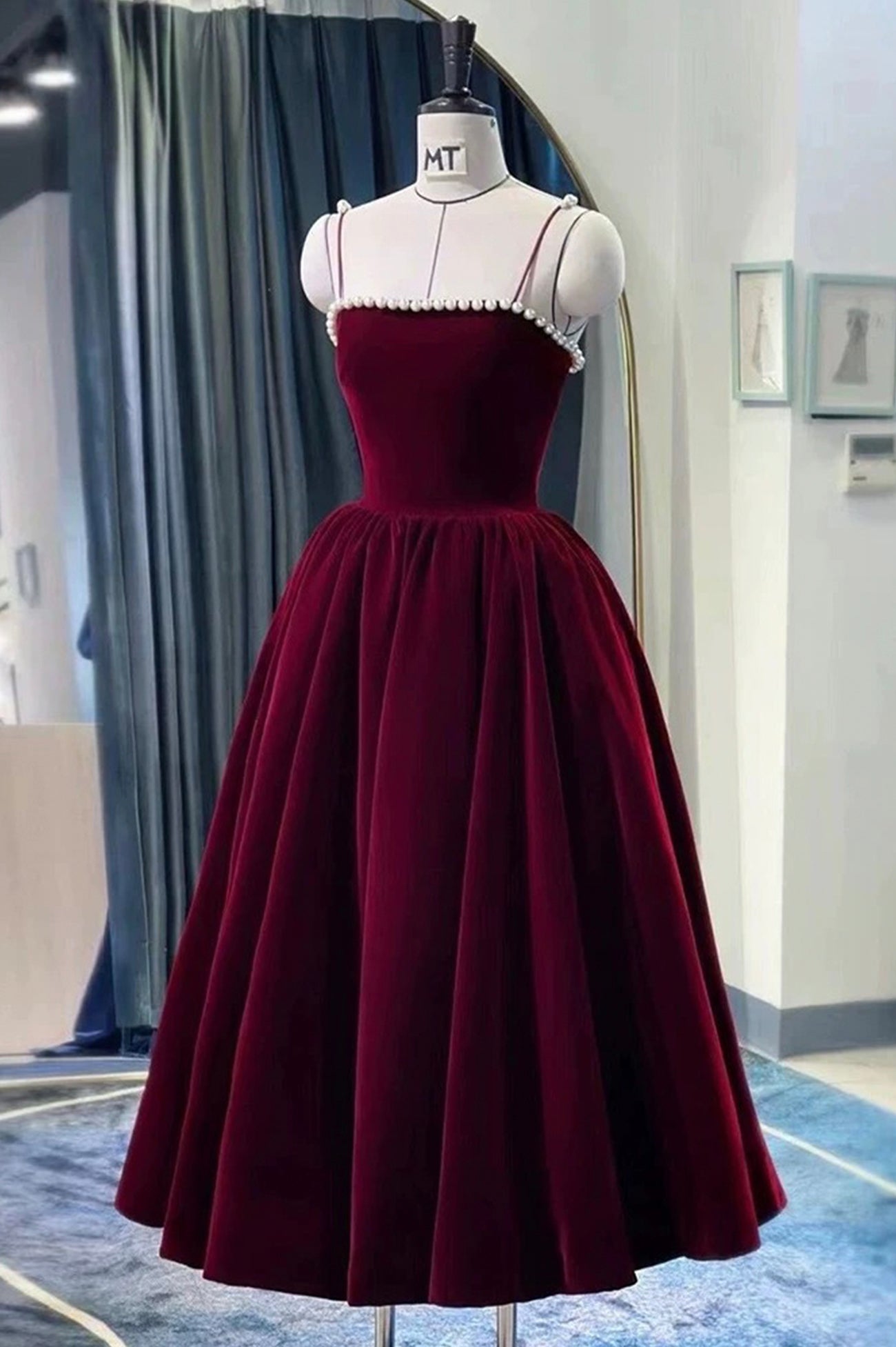 red velvet dress short story & OTHER STORIES A-line Velvet Dress