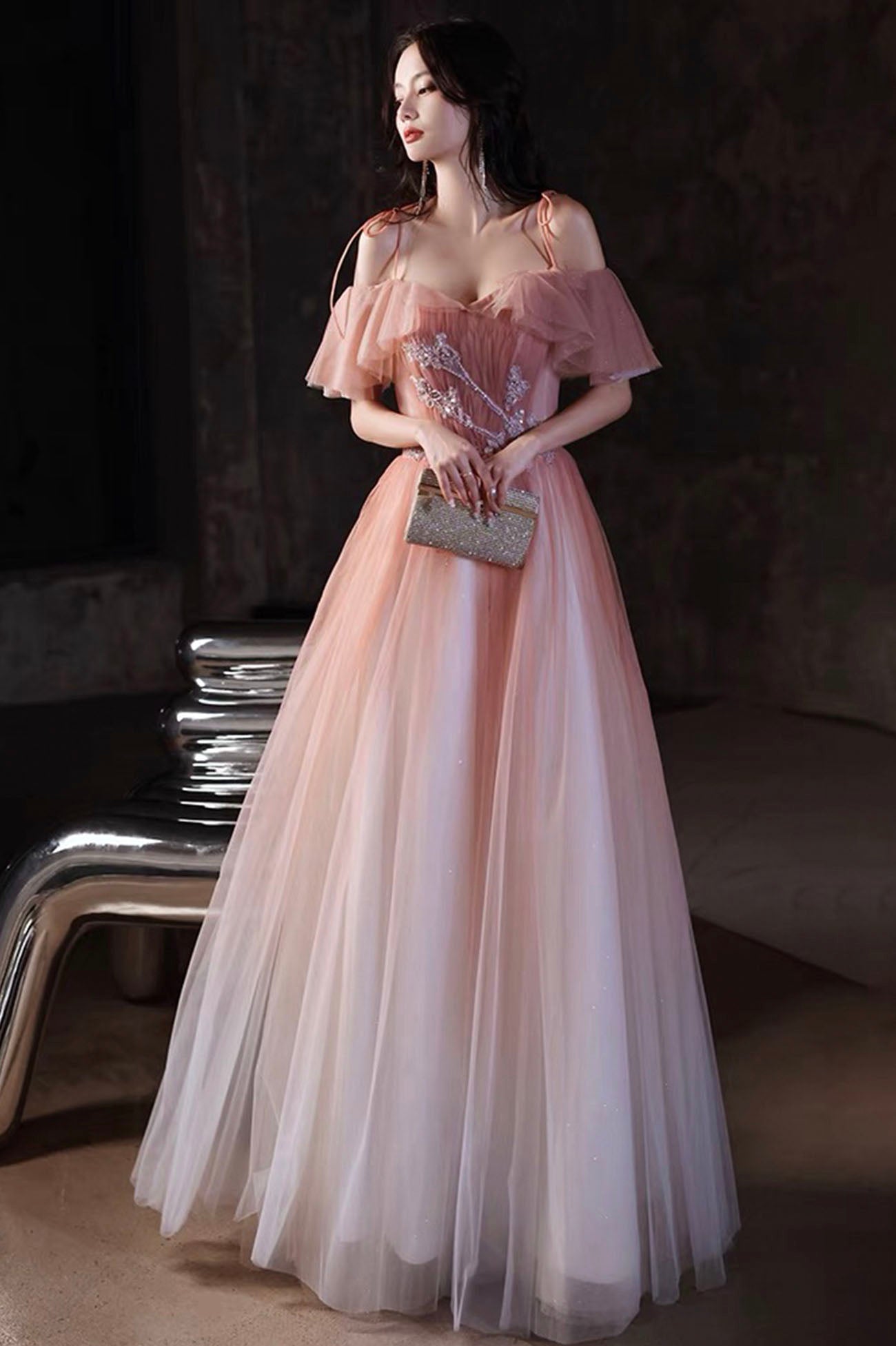 Beautiful Red Off the Shoulder Long Party Dress, A-Line Simple Prom Dr