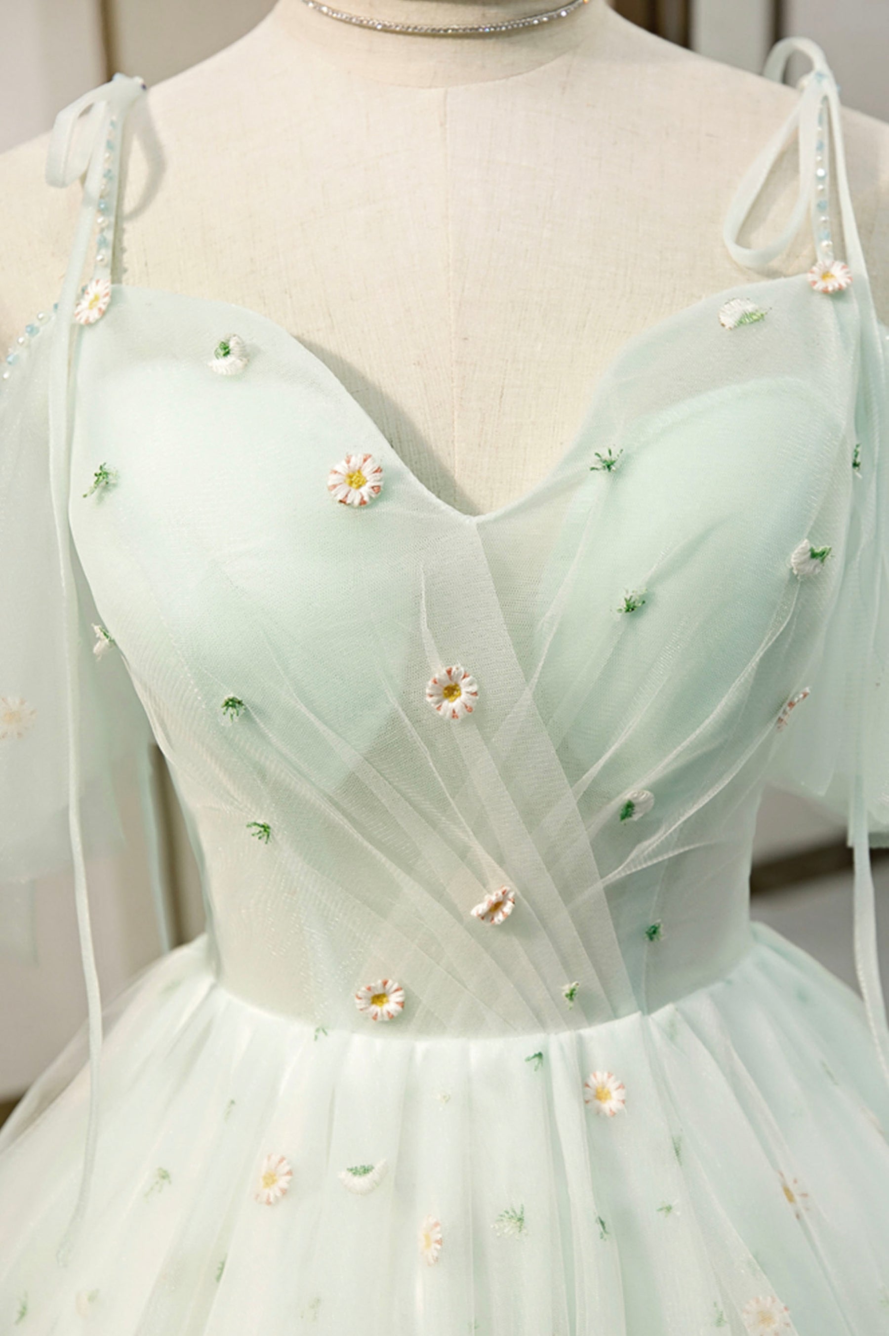 Mint Green Tulle Lace Short Homecoming Dress, A-Line Mini Party Dress