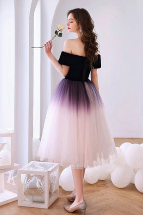 Cute Gradient Tulle Short Prom Dress Pageant Dress, Off the Shoulder Evening Party Dress