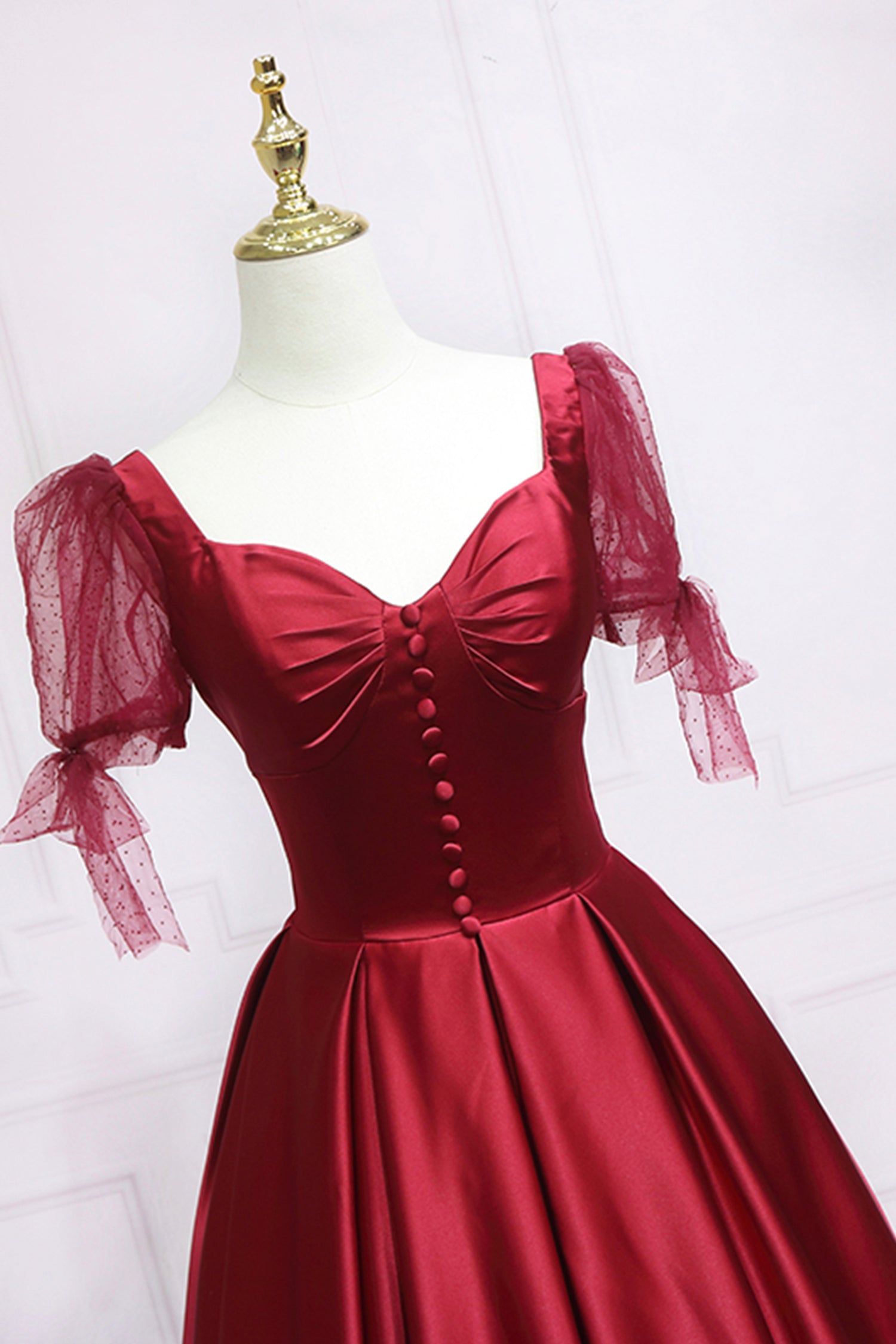 Red Satin Sweetheart Neckline Long Formal Dress, A-Line Evening Gradua Red Satin Sweetheart Neckline Long Formal Dress, A-Line Evening Gradua