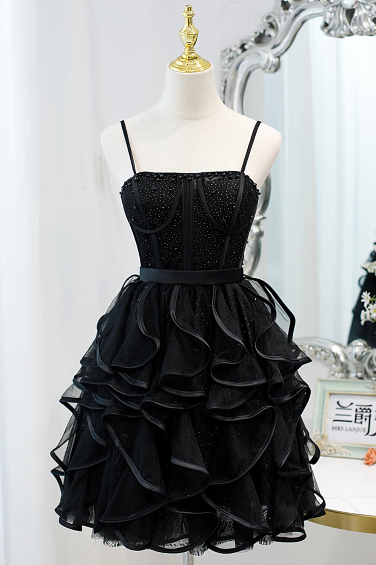 Lovely Spaghetti Strap Tulle Short Prom Dress, A-Line Homecoming Dress