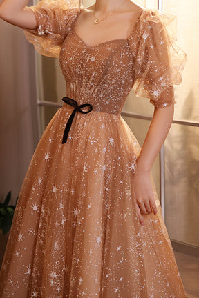 Cute Sweetheart Neckline Tulle Long Prom Dress, A-Line Evening Graduation Dress