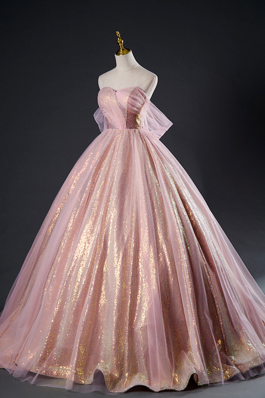 Shiny Tulle Sequins Long Prom Dress, Beautiful Pink Formal Dress Sweet Shiny Tulle Sequins Long Prom Dress, Beautiful Pink Formal Dress Sweet
