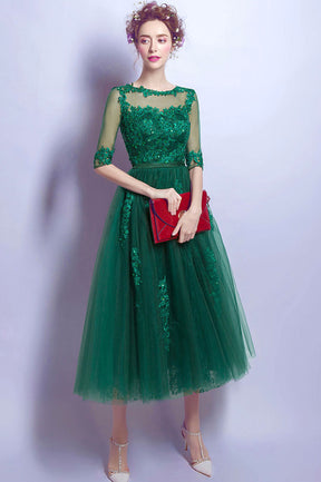 Green Tulle and Lace Short Homecoming Dress, Cute A-Line Evening Party Dress