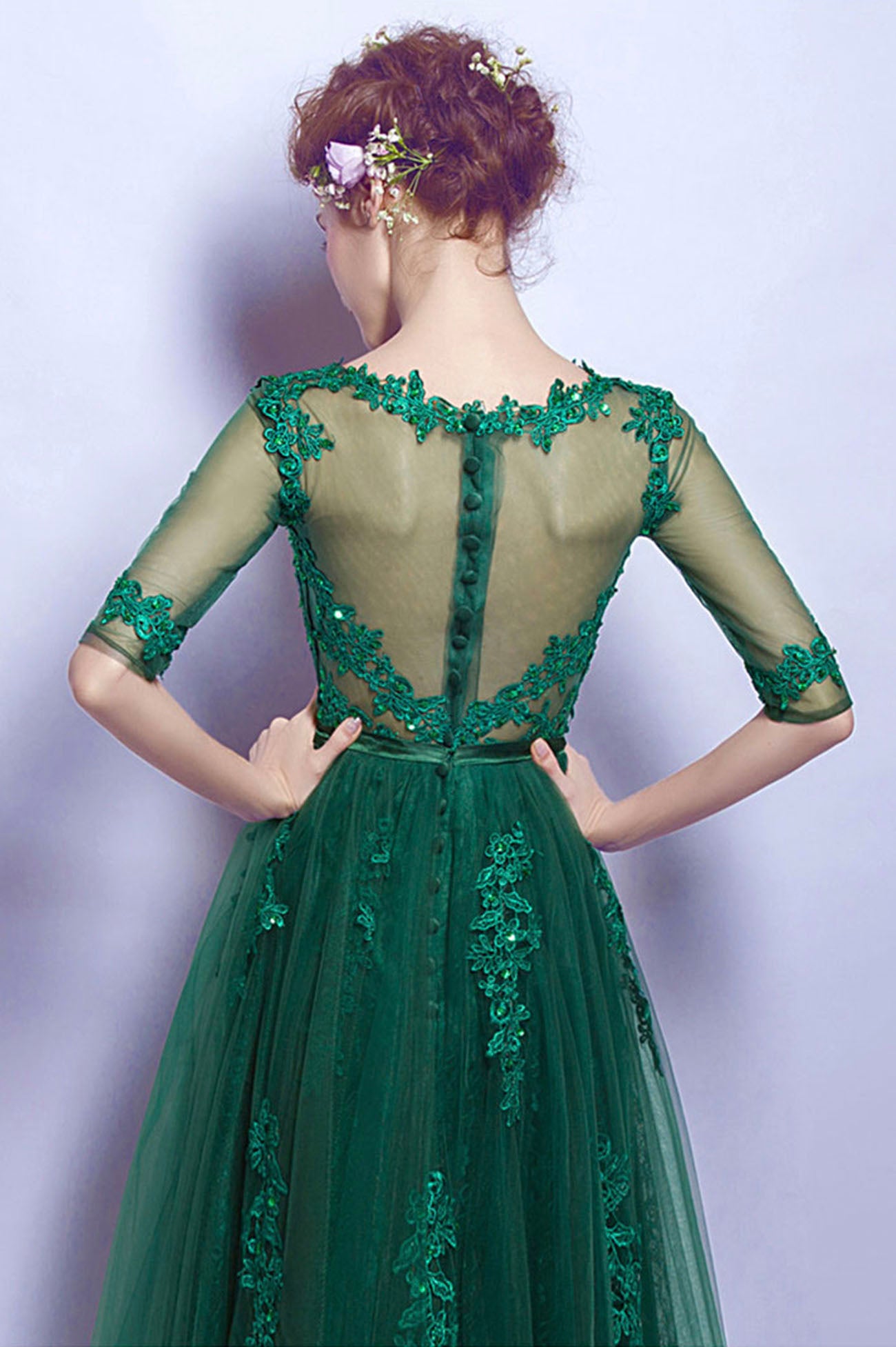 Green Tulle and Lace Short Homecoming Dress, Cute A-Line Evening Party Green Tulle and Lace Short Homecoming Dress, Cute A-Line Evening Party