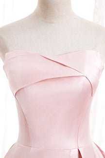 Pink satin long prom dress pink evening dress   cg12686 main image 0
