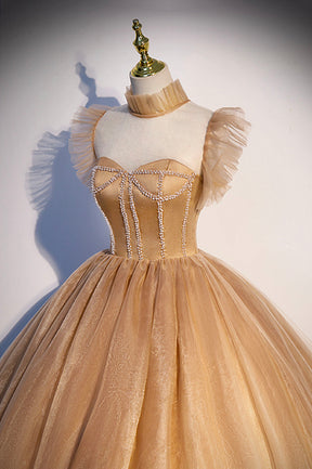 Lovely Tulle Long Formal Dress, A-Line Evening Dress with Corset