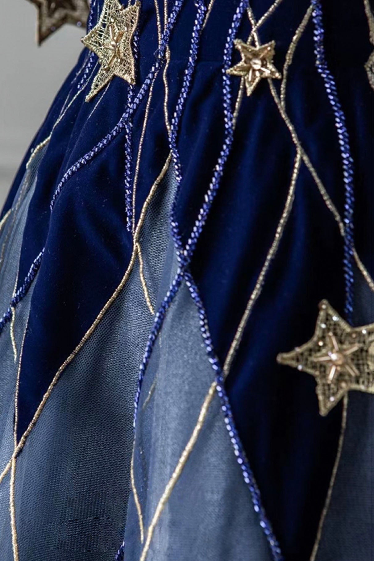 Blue Spaghetti Strap Long Prom Dress with Star, Blue Evening Party Dre Blue Spaghetti Strap Long Prom Dress with Star, Blue Evening Party Dre