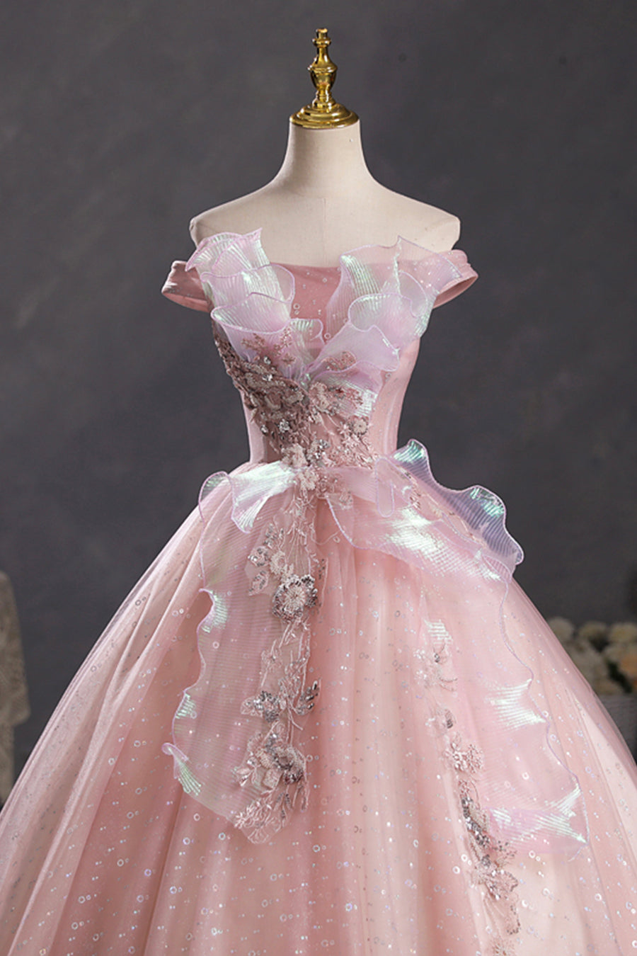 A-line tulle long prom dress dress,tulle sweet 16 dress c2762 main image 1