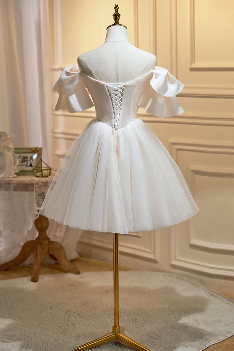 Cute Off Shoulder Sweetheart Tulle Homecoming Dress Party Dress main image 0