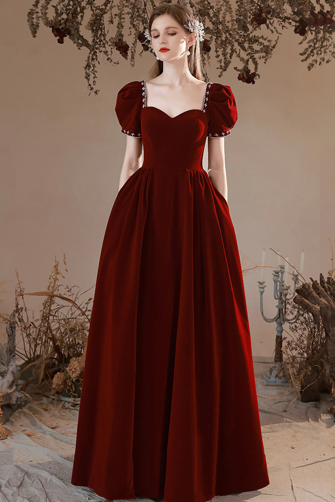 red velvet dress for women on christmas