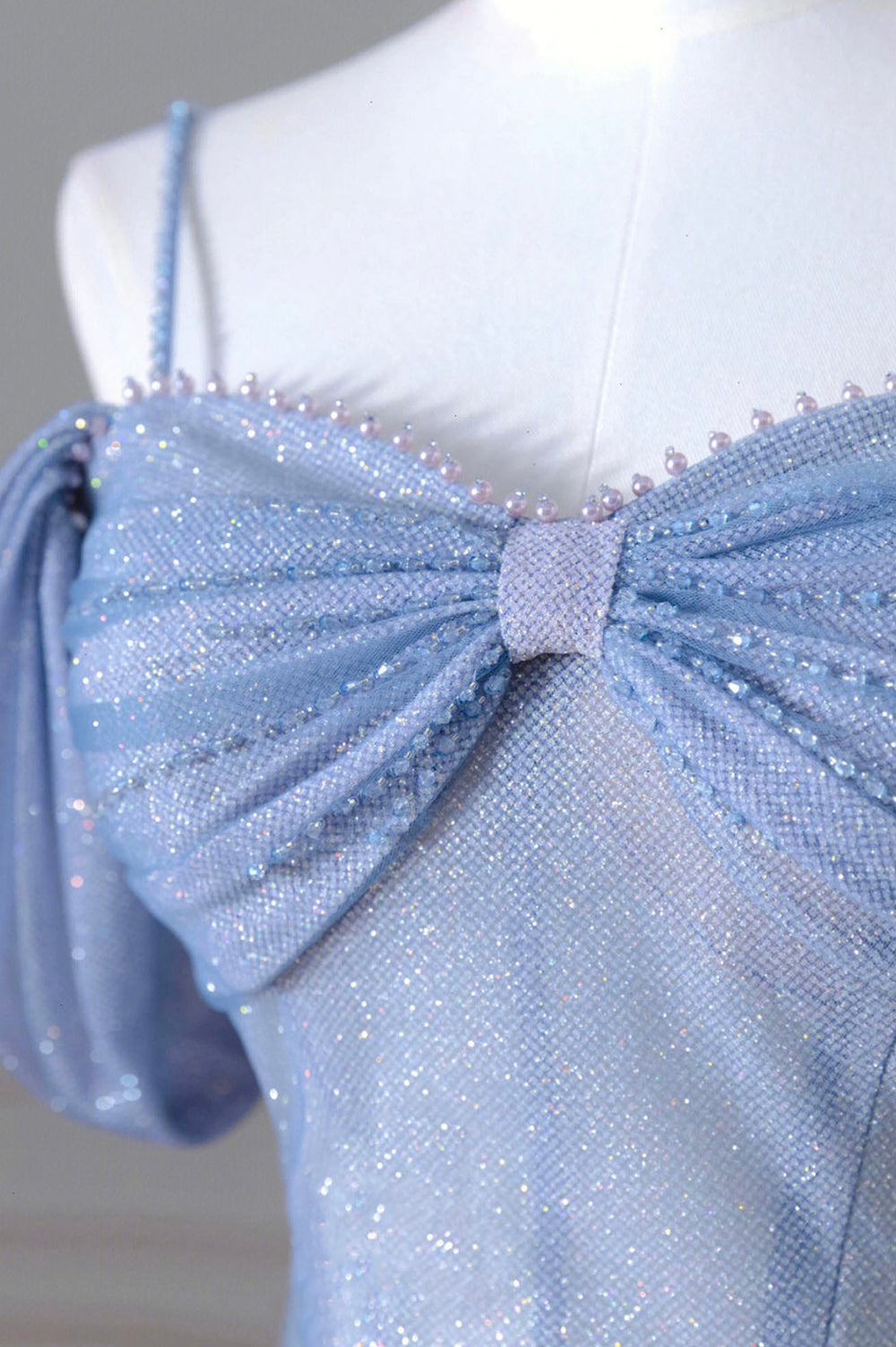 Beautiful  Shiny Blue Tulle Long Formal Dress, A-Line Spaghetti Strap Sweetheart Princess Dress main image 0