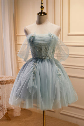 Light Green Sweetheart Sequins Tulle Party Dress, Green Homecoming Dress